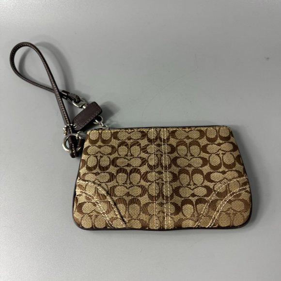 Coach Brown Canvas CC Monogram Wristlet - Picture 5 of 9